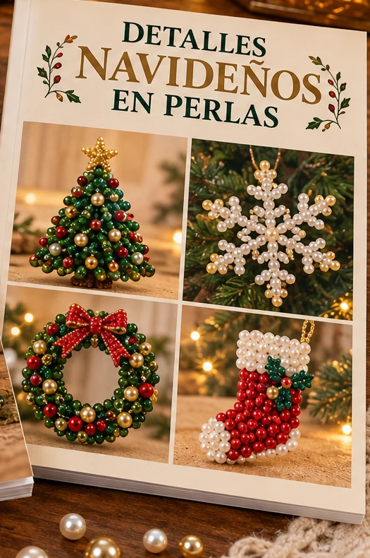 Portada de la cartilla Detalles Navideños en Perlas